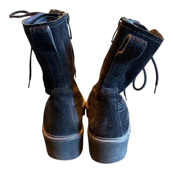 Paul Green Jackson Lug Sole Boot COMBAT MOTO BLACK SUEDE sz 40 9.5-10 - Picture 6 of 9